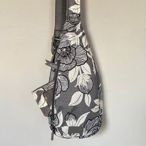 Vera Bradley Moon Shadow Meadow Sling Backpack & wallet Grey and White